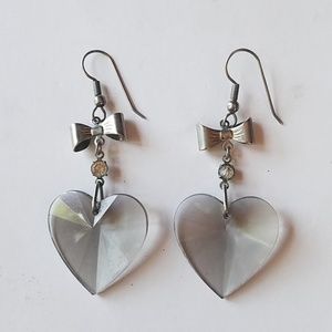 Vintage heart and bow earrings
